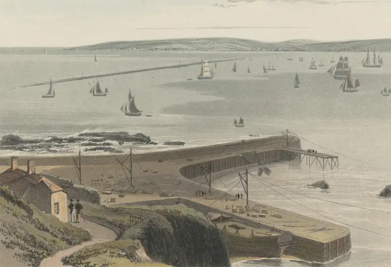 Quay at Straddon Point Near Plymouth av William Daniell
