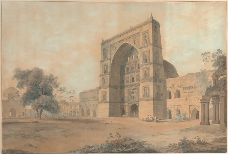 Moskéen i Juanpore uppförd av sultan Hussain Sherki av William Daniell