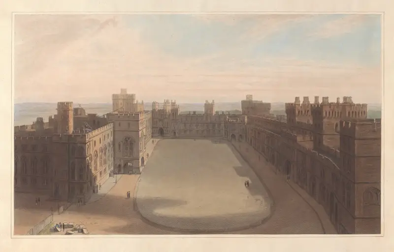 Fyrkanten, Windsor Castle – utsikt från Round Tower av William Daniell
