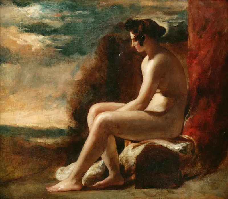 Siedzący akt w pejzażu, William Etty