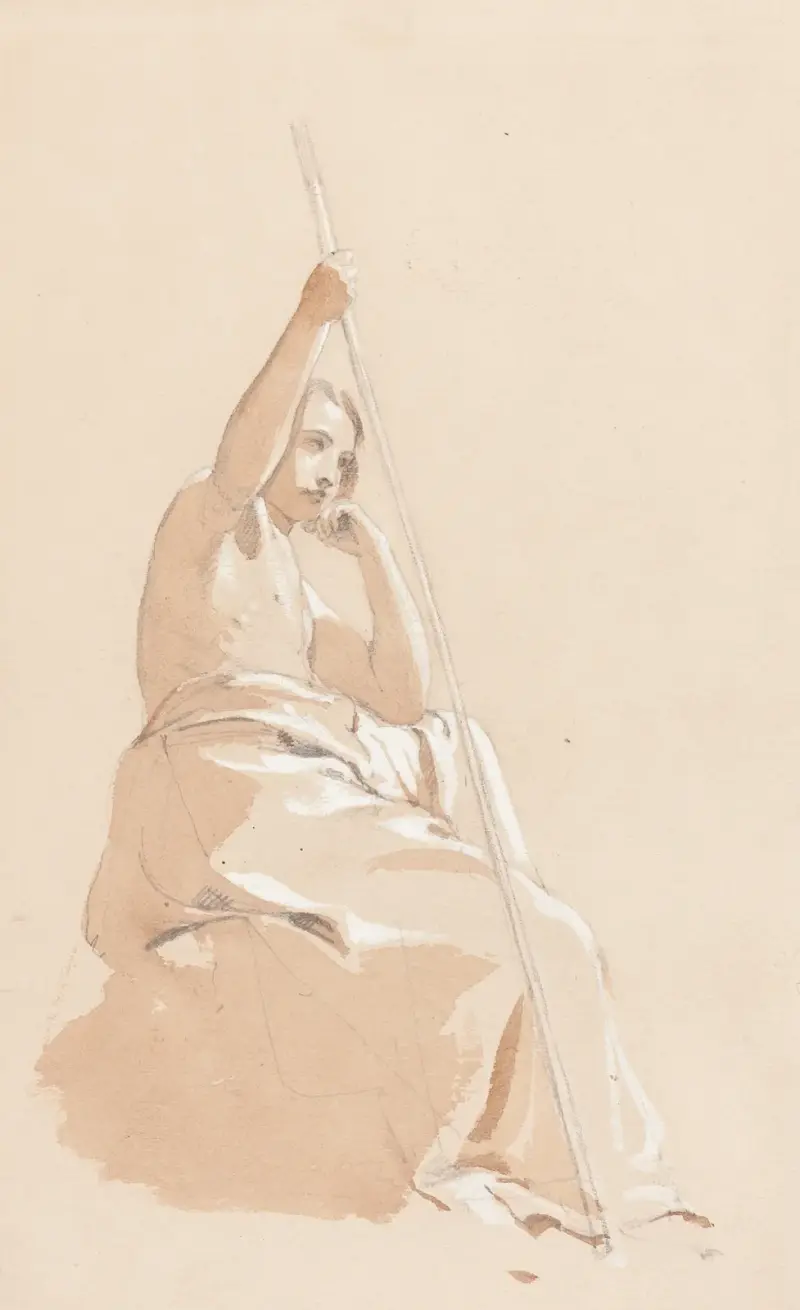 Sittande yngling med stav av William Etty