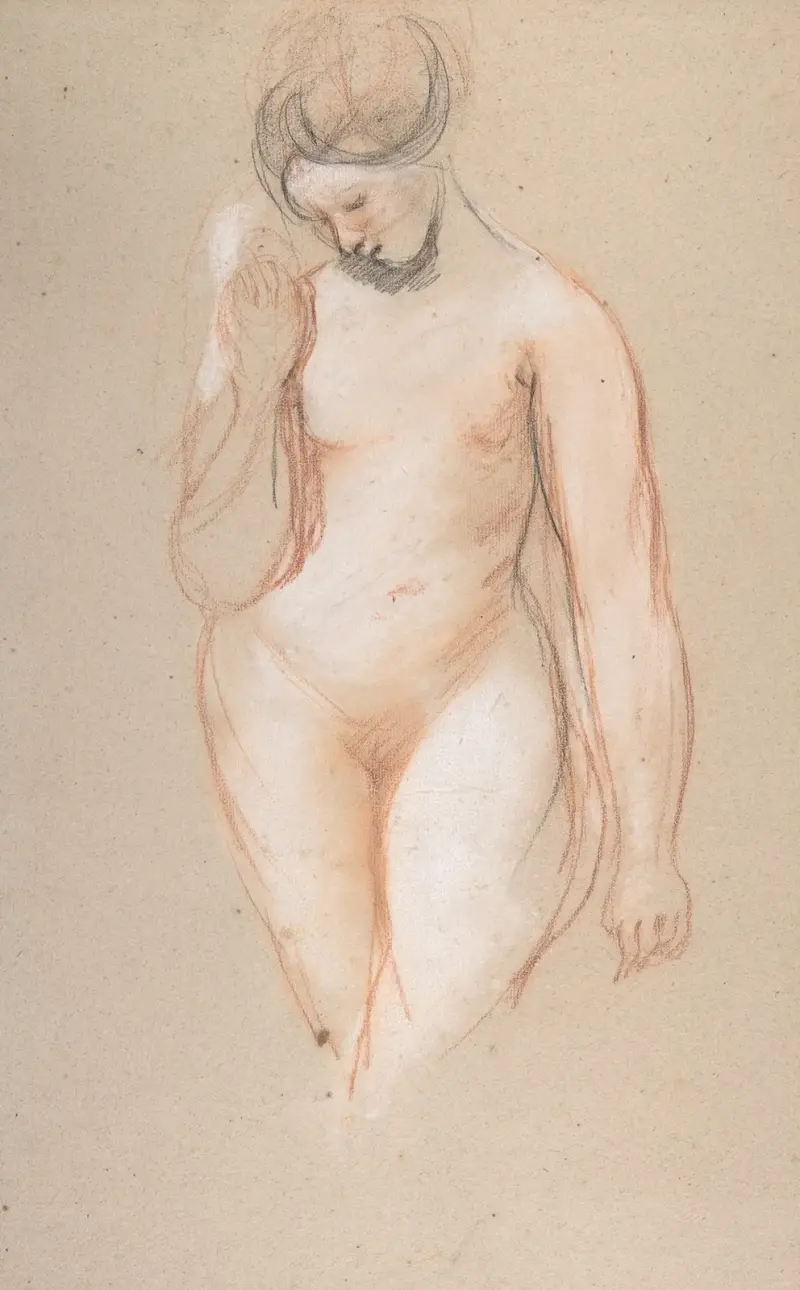Stående kvinnlig nakenstudie av William Etty