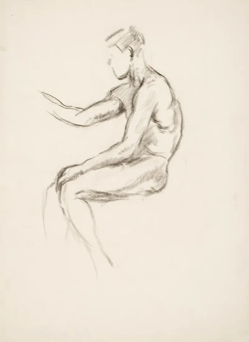 Sittande pojke, studie av Alfred William Finch