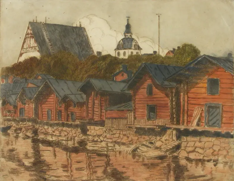Strandbodar i Borgå av Alfred William Finch