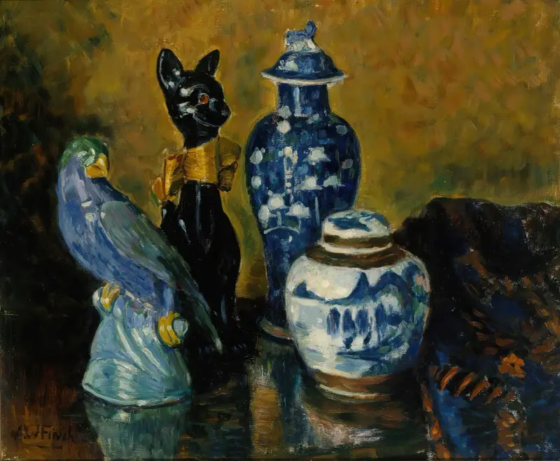 Still Life with Blue Figurines av Alfred William Finch