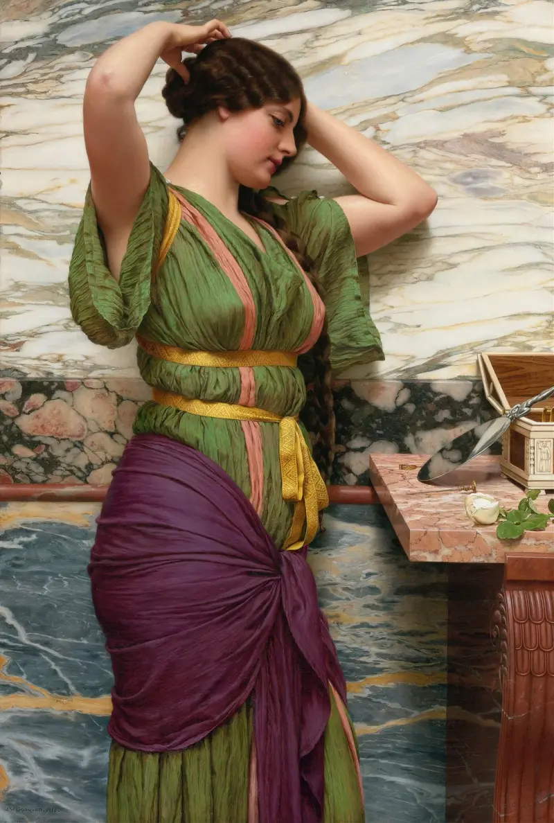 En vacker spegelbild av John William Godward