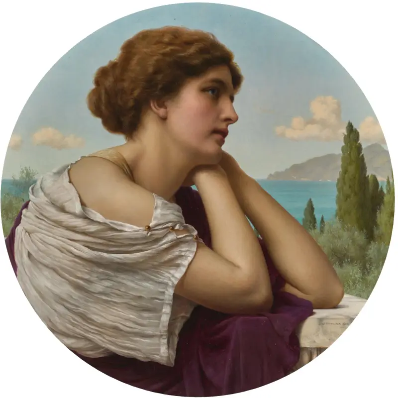 Herz auf ihren Lippen und Seele in ihren Augen von John William Godward