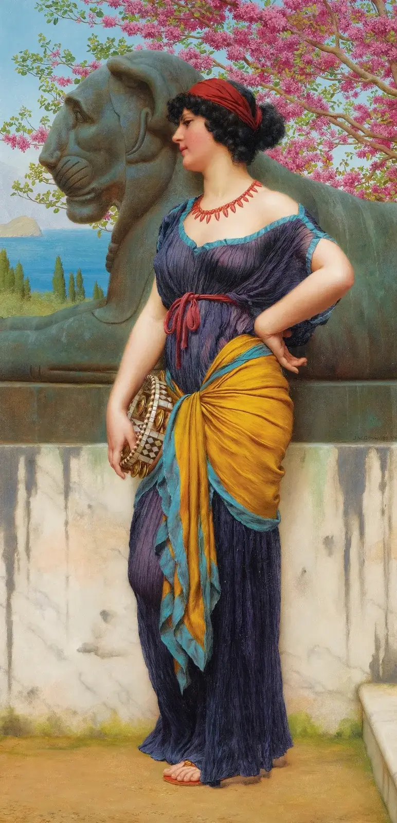 I Isistemplets lund av John William Godward