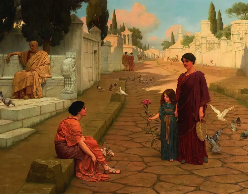 Outside The Gate Of Pompeii av John William Godward