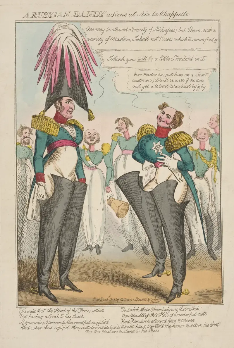 Ein russischer Dandy, eine Szene in Aix-la-Chapelle von William Heath