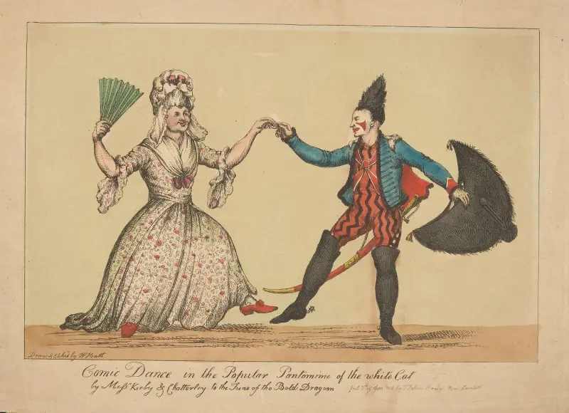 Komischer Tanz in der beliebten Pantomime Der weiße Kater von William Heath