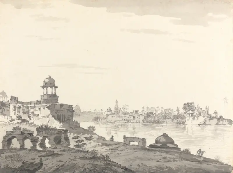 Originalteckningar för Choix de Vues de L'Inde med flera, plansch 9 av William Hodges