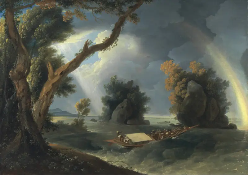 Storm on the Ganges, with Mrs. Hastings near the Col-gon Rocks av William Hodges