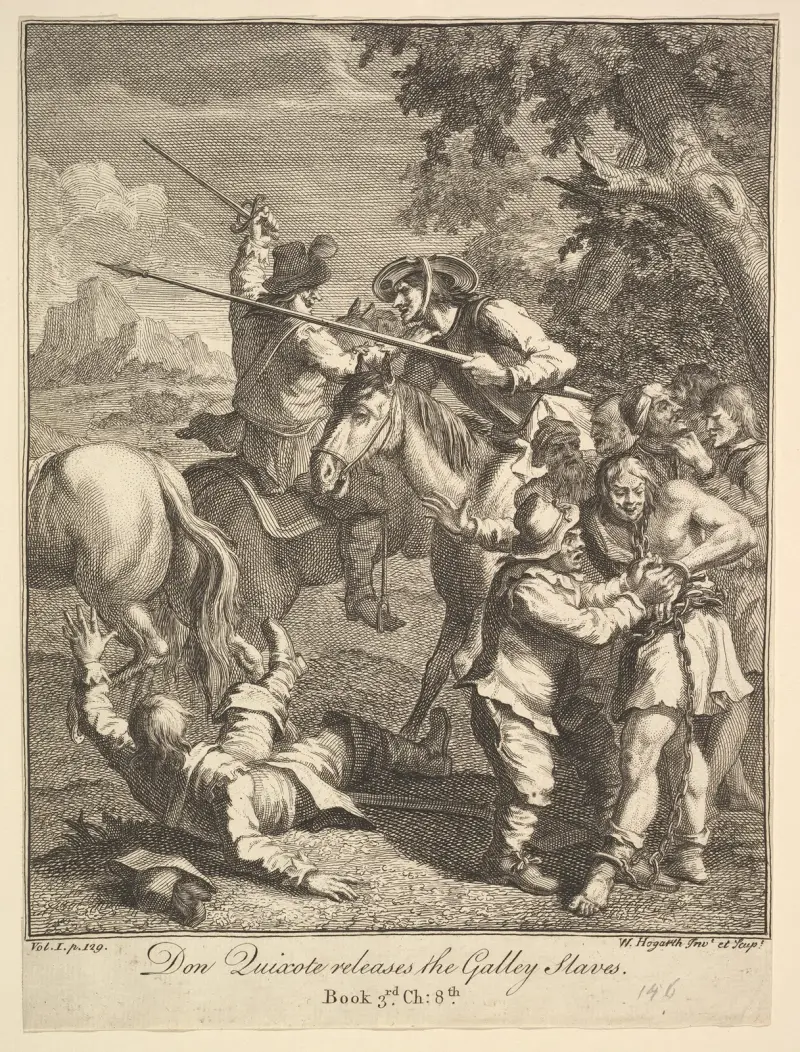 Don Quijote befriar galärslavarna av William Hogarth