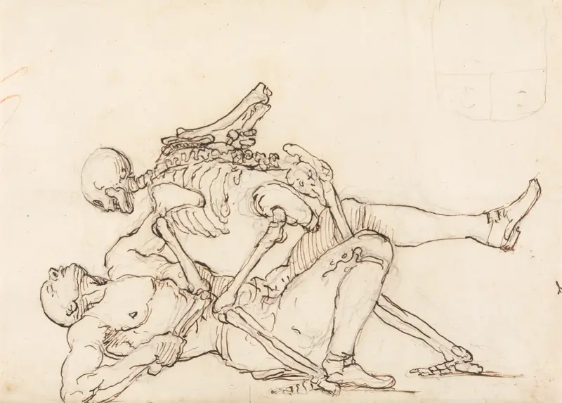 George Taylors Grabinschrift: Der Tod ringt mit George Taylor von William Hogarth