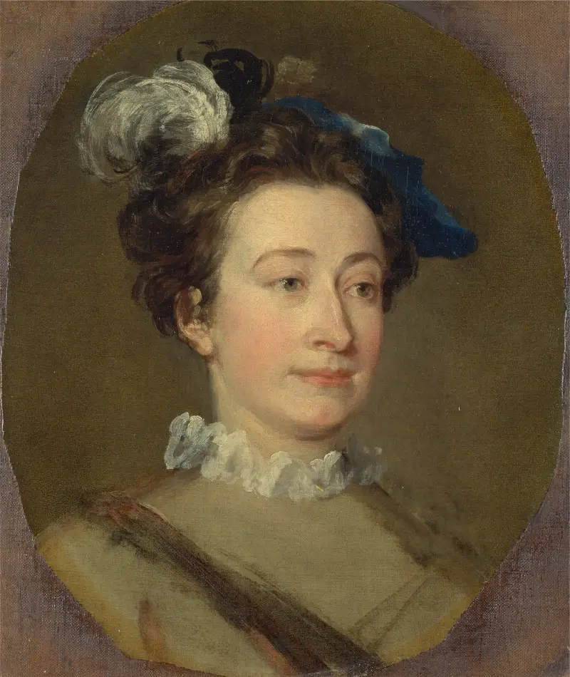 Flicka i plymad hatt av William Hogarth
