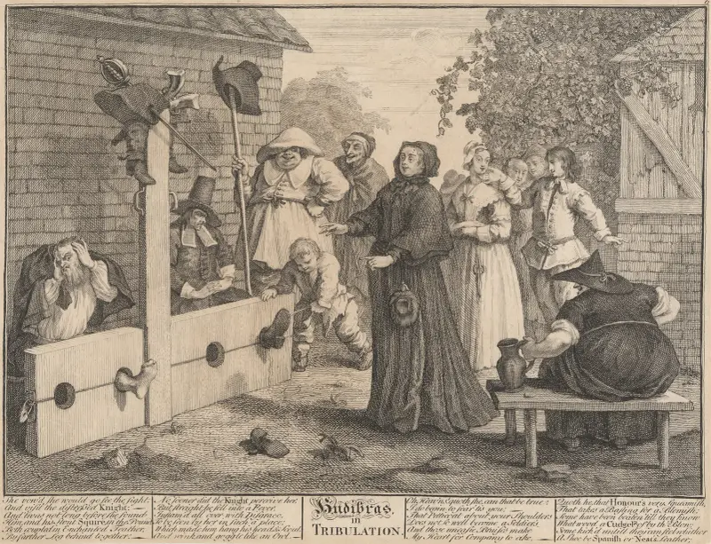 Hudibras i trångmål (nr 6) av William Hogarth