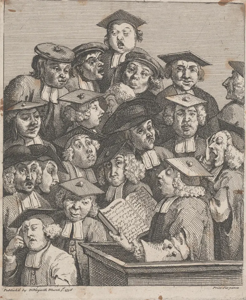 Učenci na přednášce (Sbor zpěváků), William Hogarth