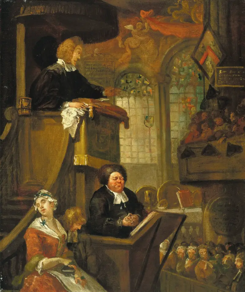 Den sovande församlingen av William Hogarth