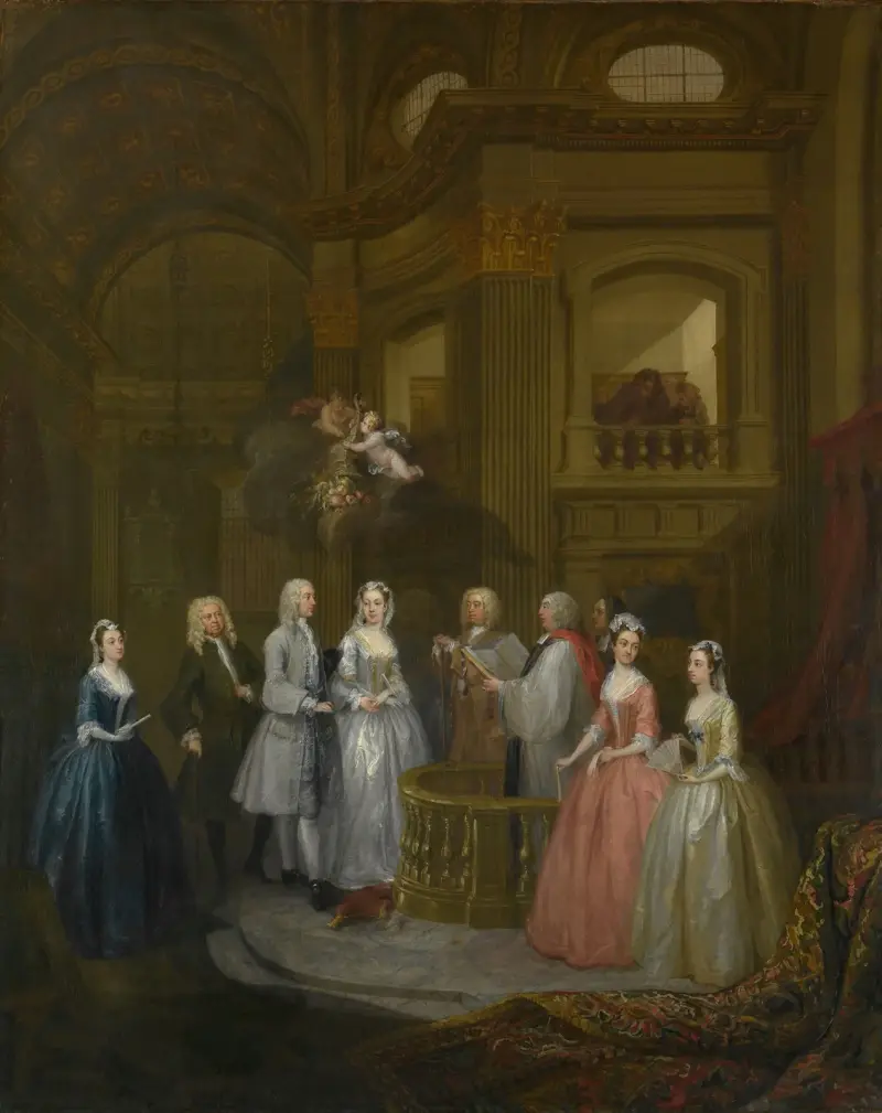 Bröllopet mellan Stephen Beckingham och Mary Cox av William Hogarth