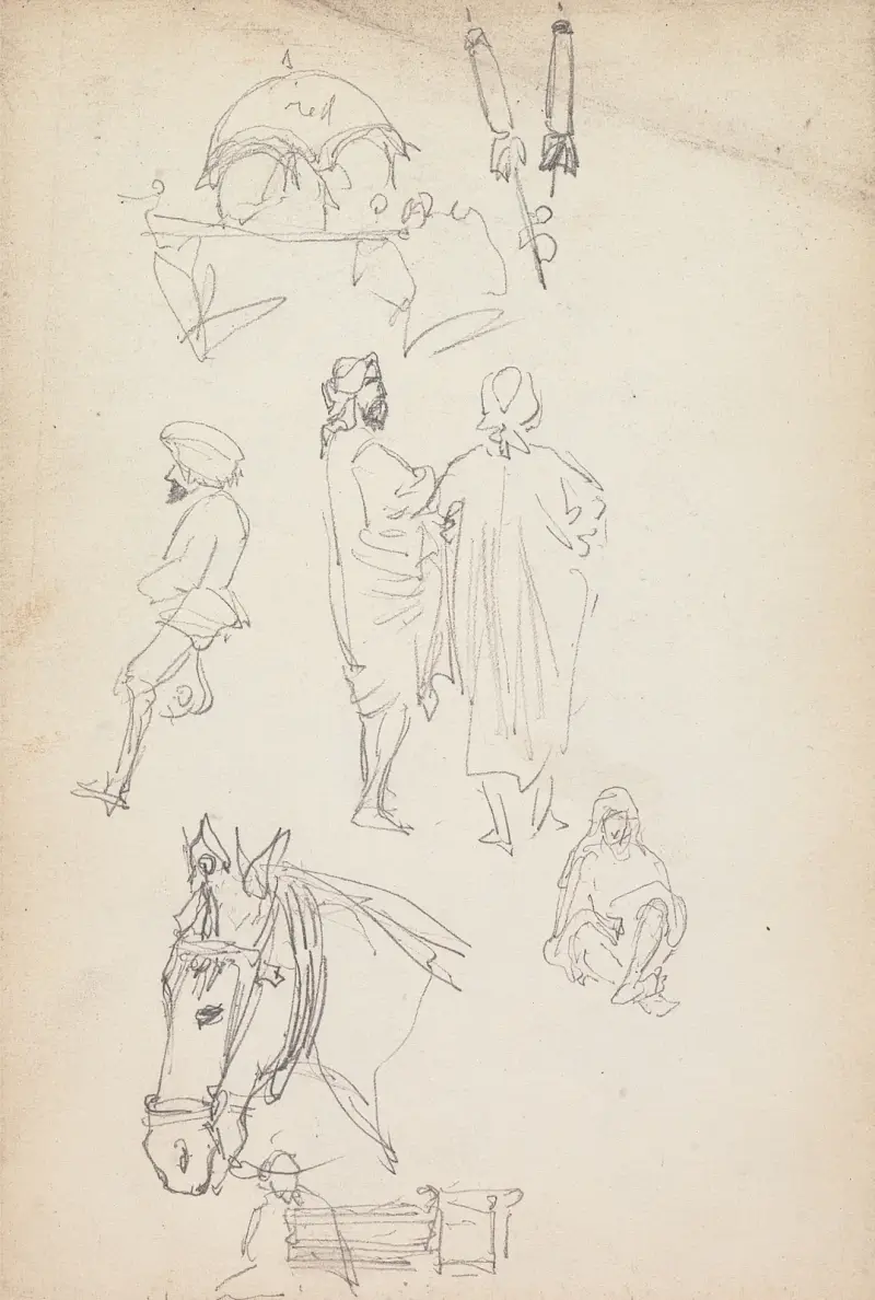 A Doli, a Horse, and Figure Studies av William Simpson