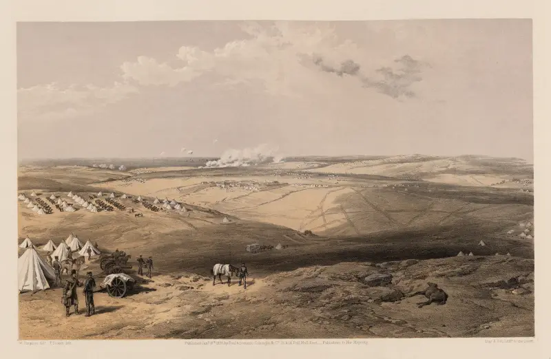 Fernblick auf Lord Raglans Hauptquartier vor Sewastopol, 1855 von William Simpson