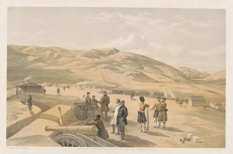 Highland Brigade camp, looking south. av William Simpson