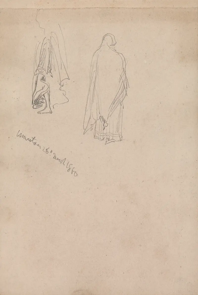 Skiss av två kvinnliga figurer, Amritsar, 26 mars 1860 av William Simpson