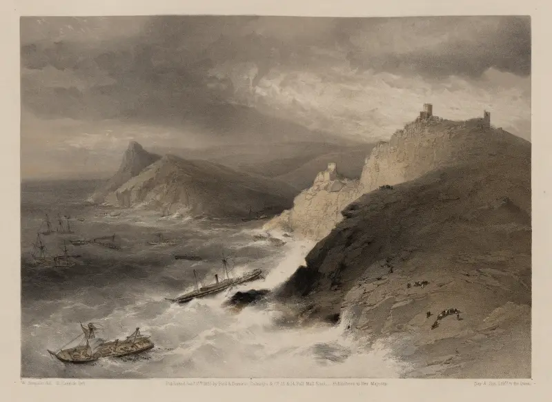 Stormen utanför Balaklavas hamn, 14 nov. 1854 av William Simpson