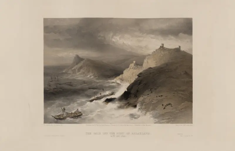 Stormen utanför Balaklava hamn, 14 november 1854 av William Simpson