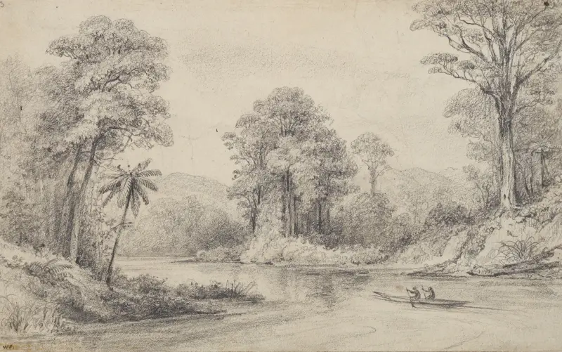 Scene on the Hutt River av William Swainson