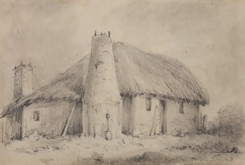 Scotch Jock’s cottage near Paraparaumu av William Swainson