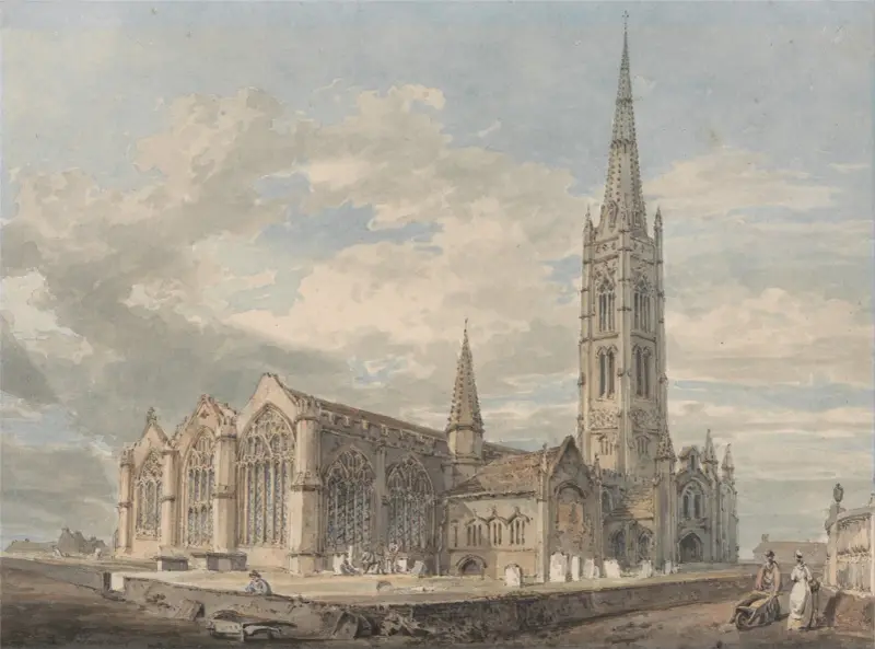 Nordostlig vy över Grantham Church, Lincolnshire av Joseph Mallord William Turner