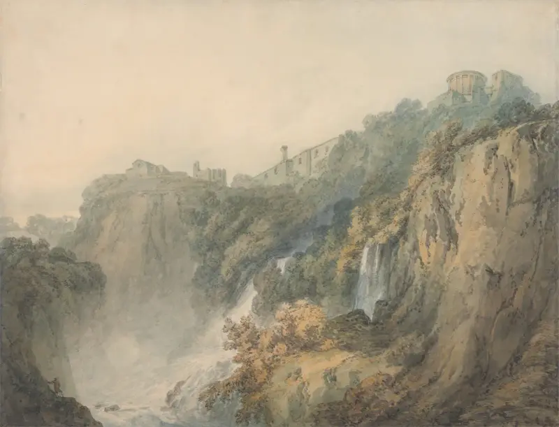 Tivoli with the Temple of the Sybil and the Cascades av Joseph Mallord William Turner