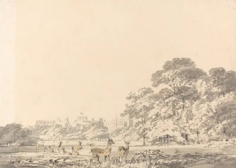 Windsor Castle and Park with Deer av Joseph Mallord William Turner
