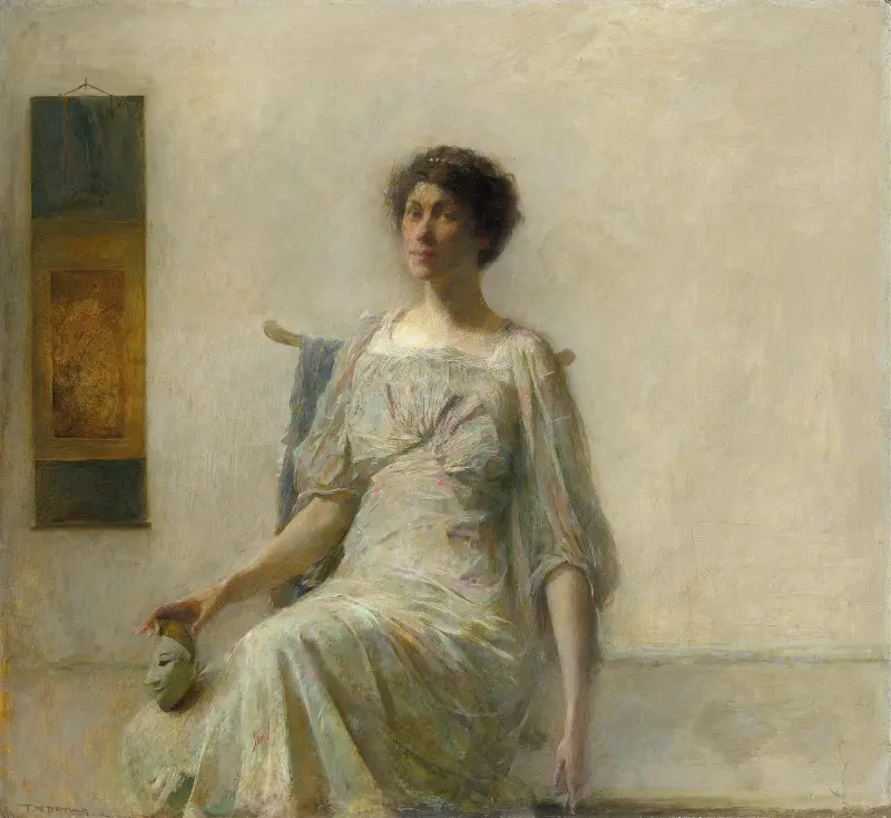 Dame mit Maske von Thomas Wilmer Dewing