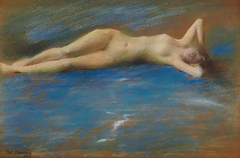 Liegender Mädchenakt von Thomas Wilmer Dewing