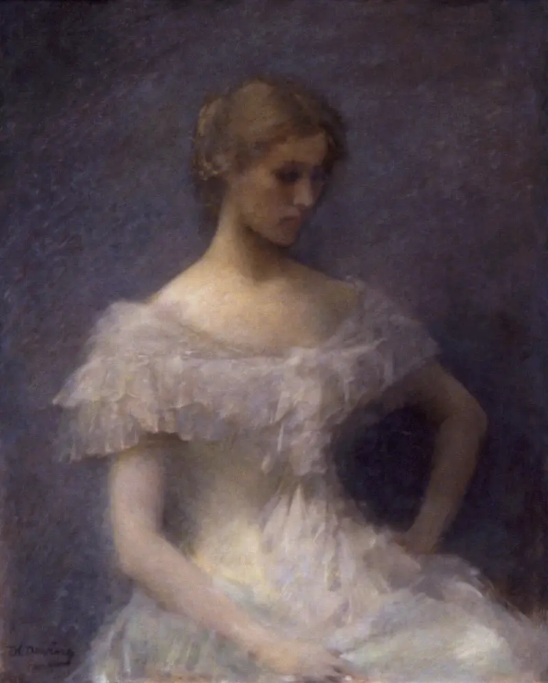 Młoda dziewczyna siedząca, Thomas Wilmer Dewing
