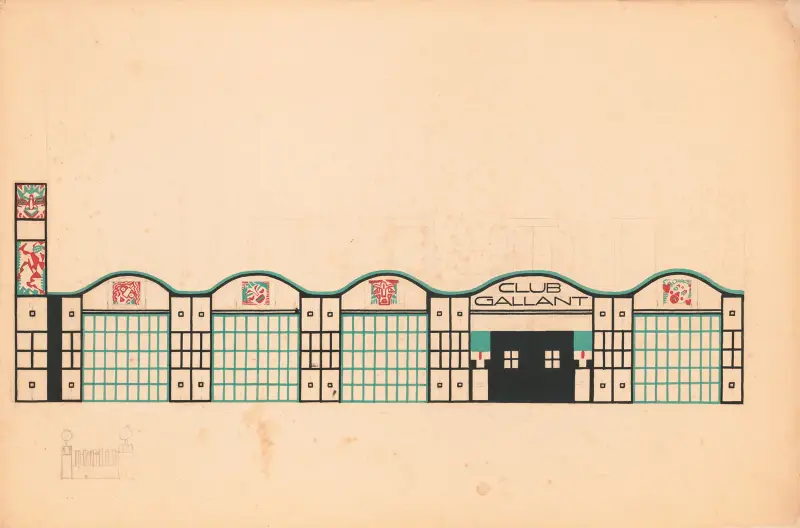 Design drawings for Club Gallant project, New York, NY.] [Study for Club Gallant exterior av Winold Reiss