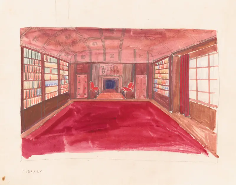 Designskisser för Theodore Weicker Apartment Building – studier för biblioteket av Winold Reiss