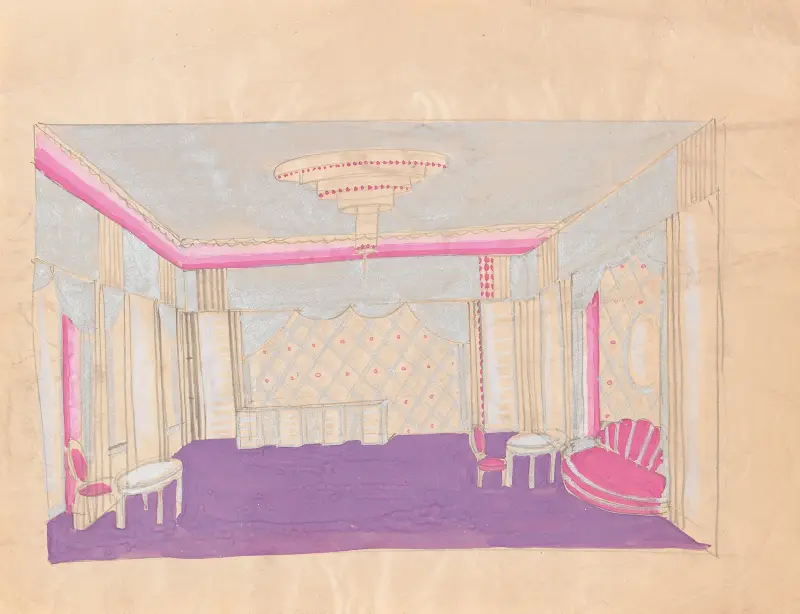 Perspektivskizze für den Lentheric-Salon, Savoy-Plaza Hotel, New York von Winold Reiss