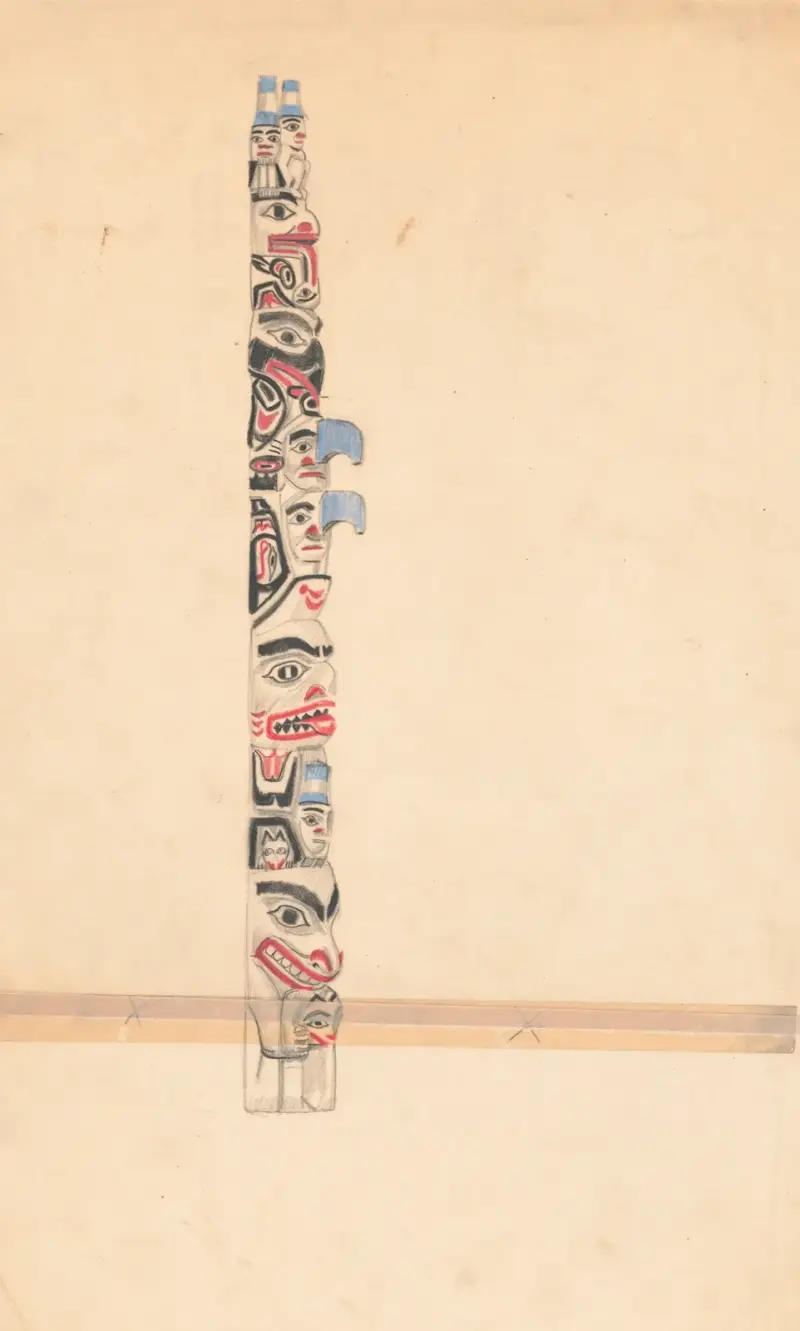 Design for totem pole av Winold Reiss