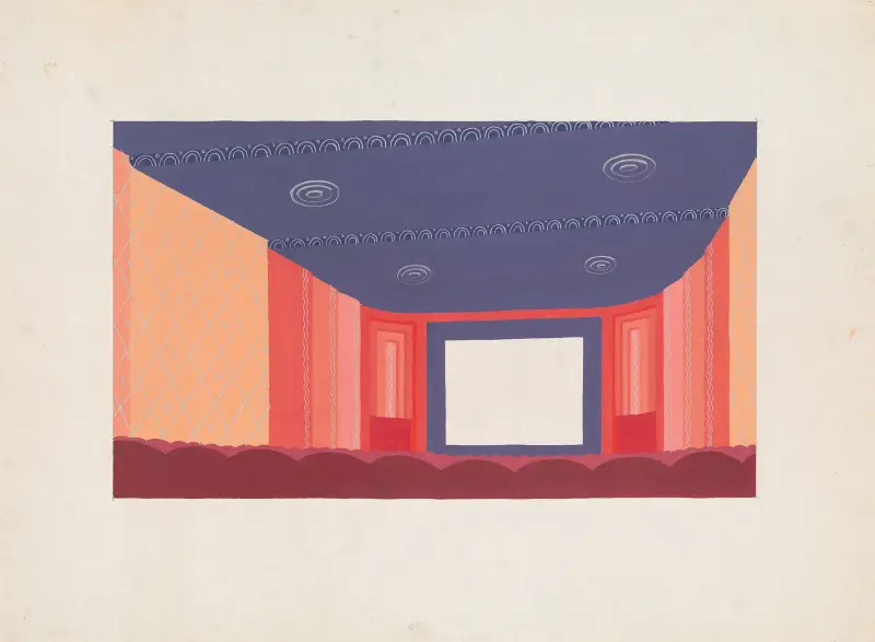 Design proposals for Puck Theater, New York, NY.] [Interior perspective study av Winold Reiss