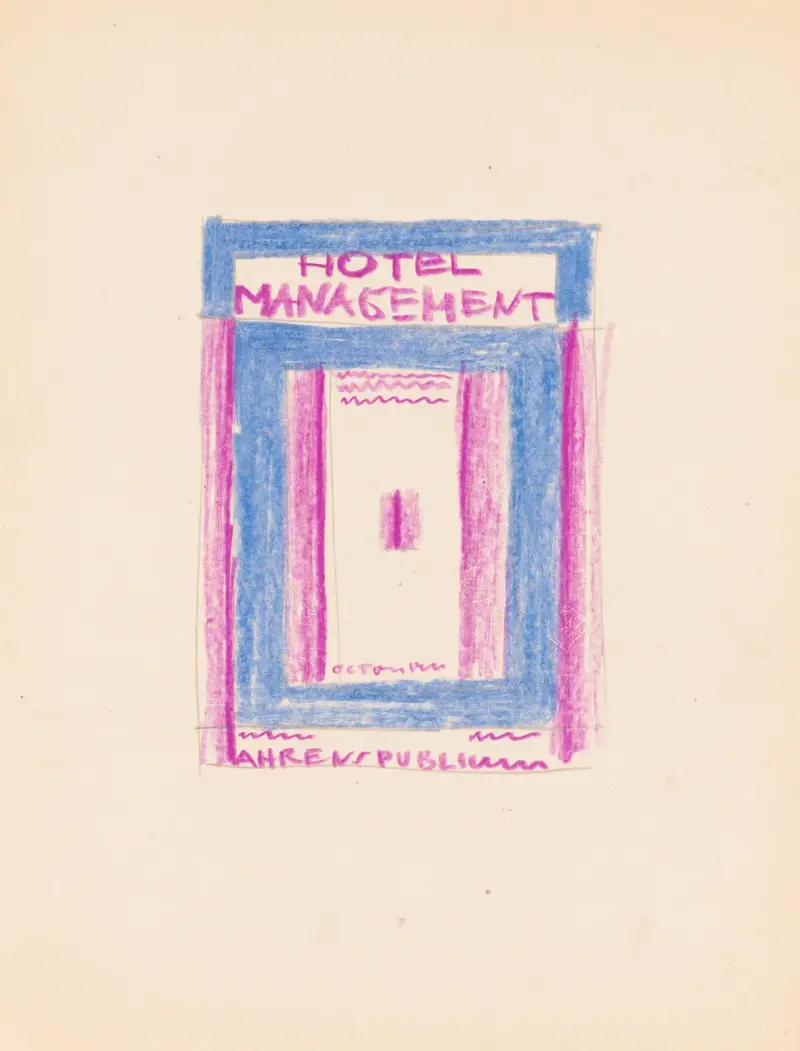 Designs for cover of Hotel Management Magazine.] [Blue and purple cover design av Winold Reiss
