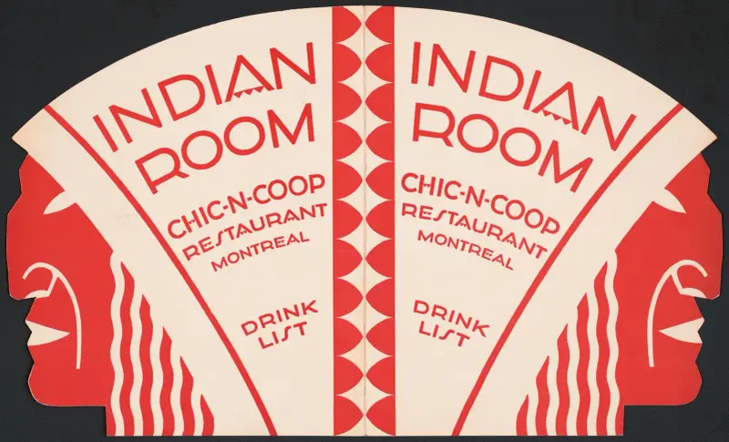 Designs for Indian Room, Chic-n-Coop Restaurant, Montreal, Canada av Winold Reiss