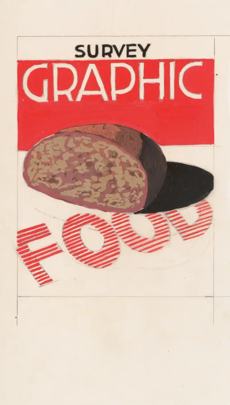 Grafikdesign für das Cover des Survey Graphic Magazine; „Food“, 1948 – Nr. 2 von Winold Reiss