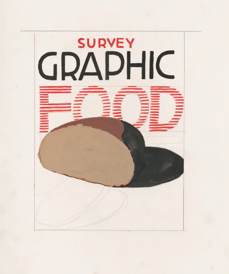 Grafikdesign für das Cover des Survey Graphic Magazine; „Food“, 1948 – Nr. 1 von Winold Reiss