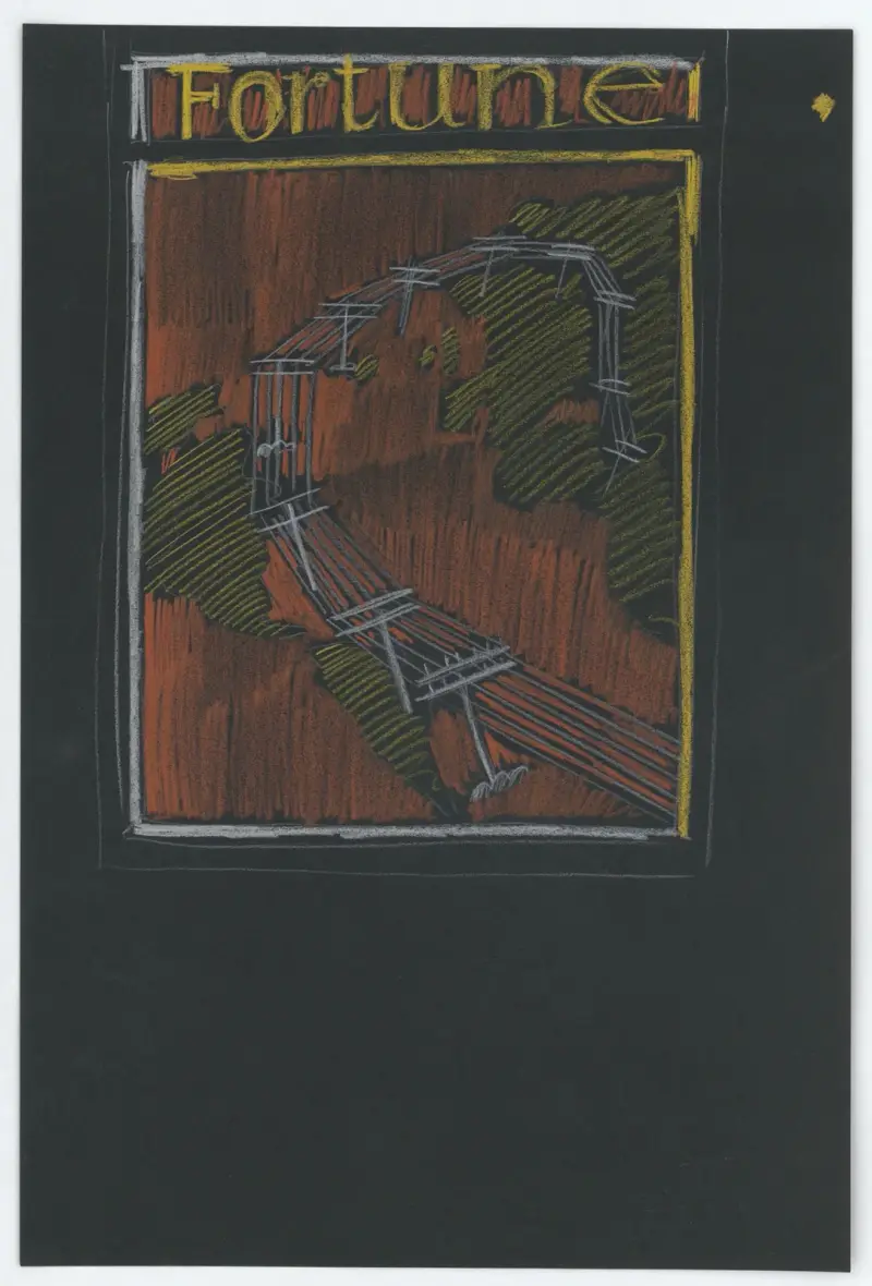 [Graphic designs for Fortune magazine.] [Studies for cover drawn on black paper av Winold Reiss
