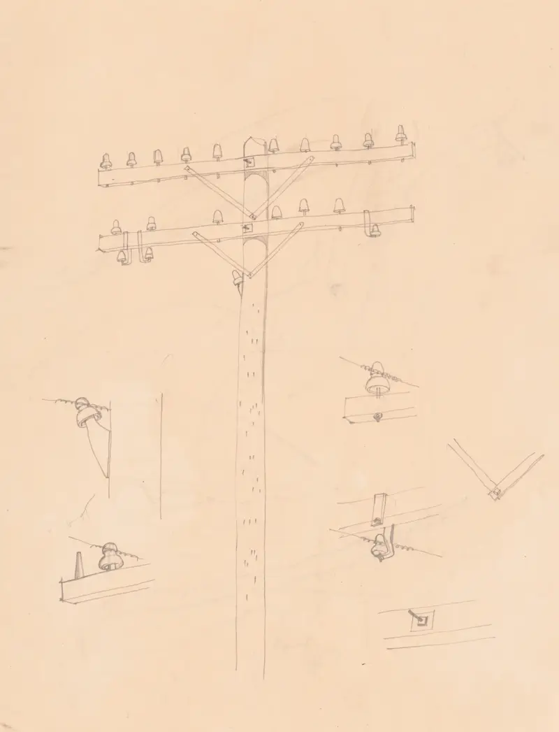 Graphic designs for Fortune magazine. Study of telephone poles av Winold Reiss