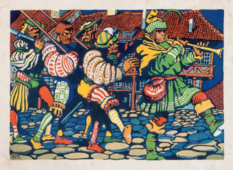 [Graphic designs for the Modern Art Collector Magazine.] [Medieval festival theme av Winold Reiss